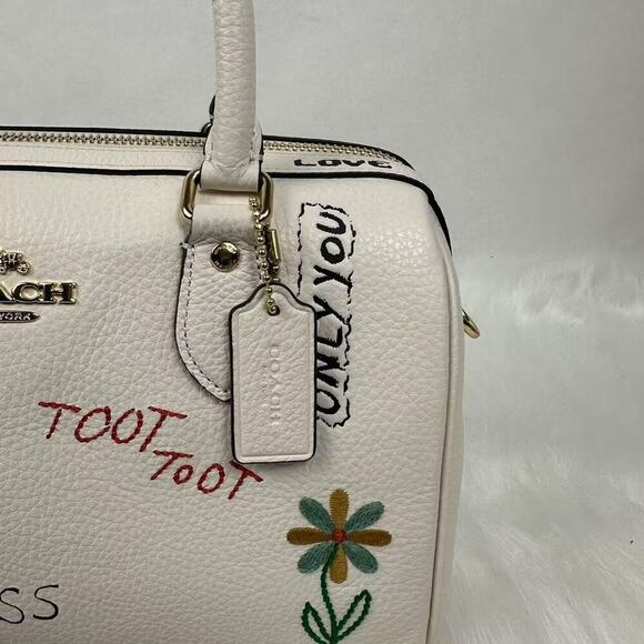 Coach Rowan Satchel Crossbody Bag With Sketch Print In Chalk Leather CAK19 NWT - Picture 12 of 13